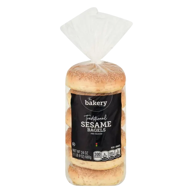 The Bakery Traditional Sesame Pre-Sliced Bagels - 6 ct
