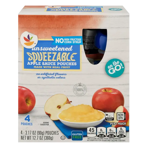 Unsweetened Applesauce Squeezable Pouches - 4 ct
