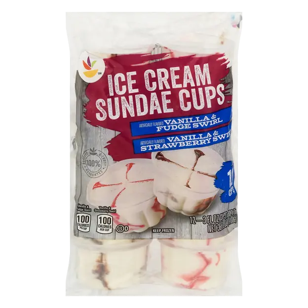 Vanilla Fudge & Vanilla Strawberry Ice Cream Sundae Cups 12 ct