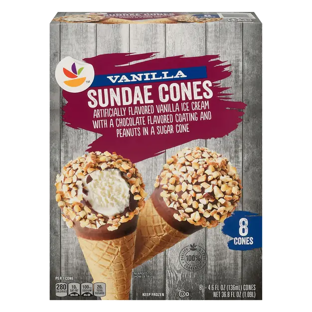 Vanilla with Nuts Ice Cream Sundae Cones - 8 ct