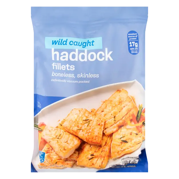 Wild Caught Boneless Skinless Haddock Fillets Frozen