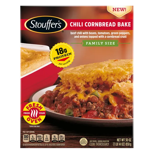Chili Cornbread Bake Family Size Frozen Meal