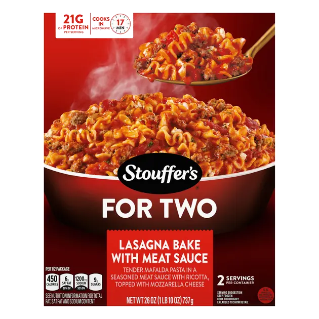 For Two Lasagna Bake with Meat Sauce Frozen Meal