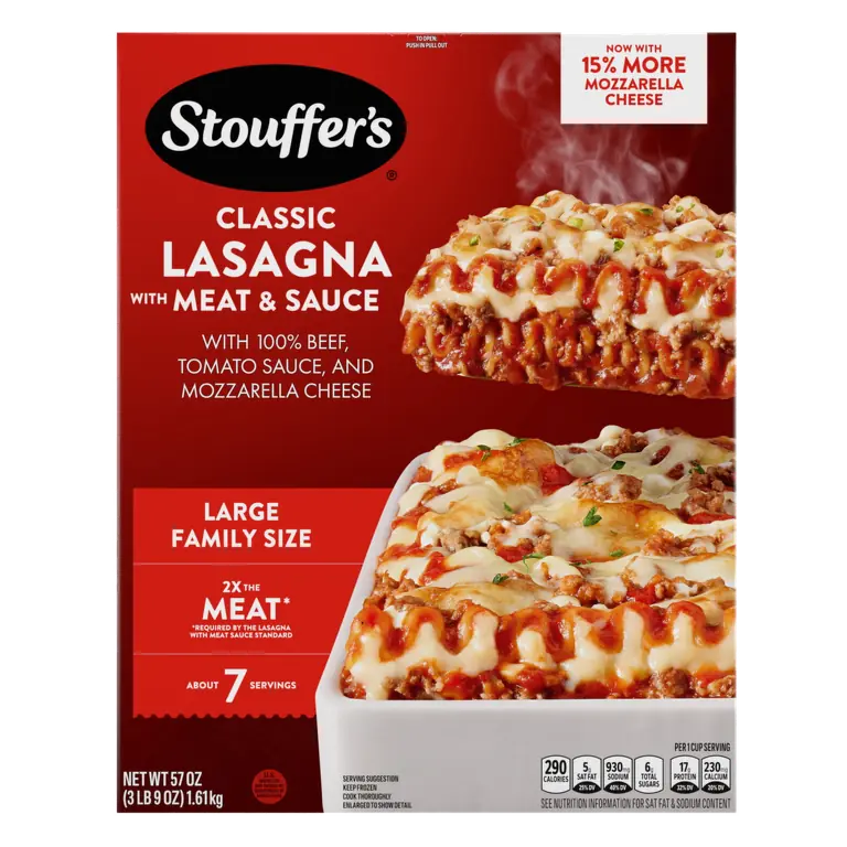 Large Family Size Lasagna with Meat Sauce Frozen Entre