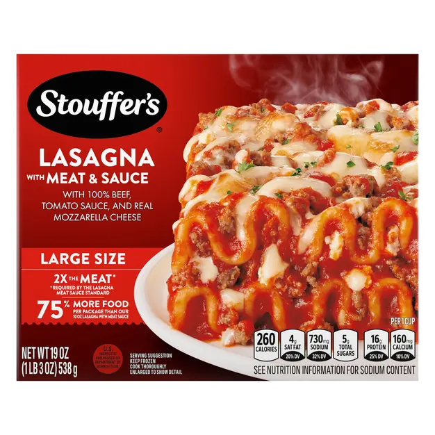 Lasagna with Meat & Sauce Large Size Frozen Meal