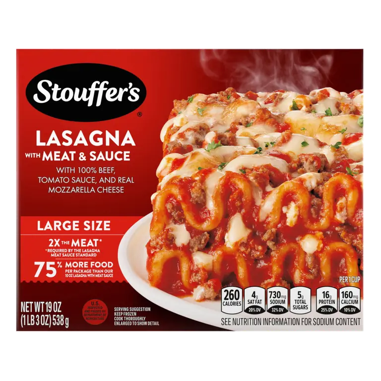 Lasagna with Meat & Sauce with 100% Pure Beef, Herb Seasoned Tomato Sauce and Real Mozzarella Cheese