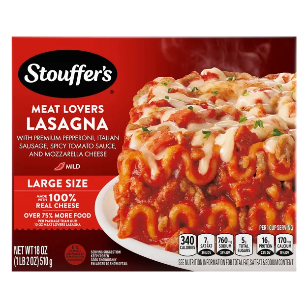 Meat Lovers Lasagna Large Size Frozen Meal