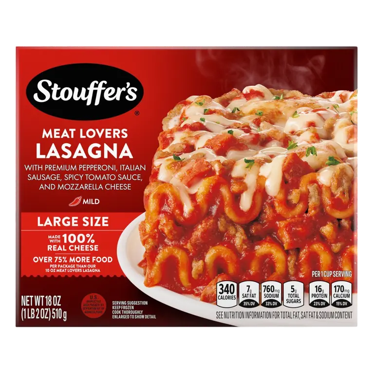 Meat Lovers with 100% Real Mozzarella Cheese, Premium Pepperoni and Zesty Italian Sausage Lasagna