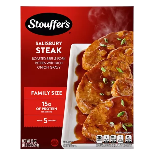 Salisbury Steak Roasted Patties Made with Natural Beef and Pork Topped with Onions & Gravy