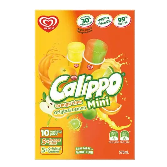 Calippo Mini Orange Lime & Original Lemon Ice Blocks 10 Pack