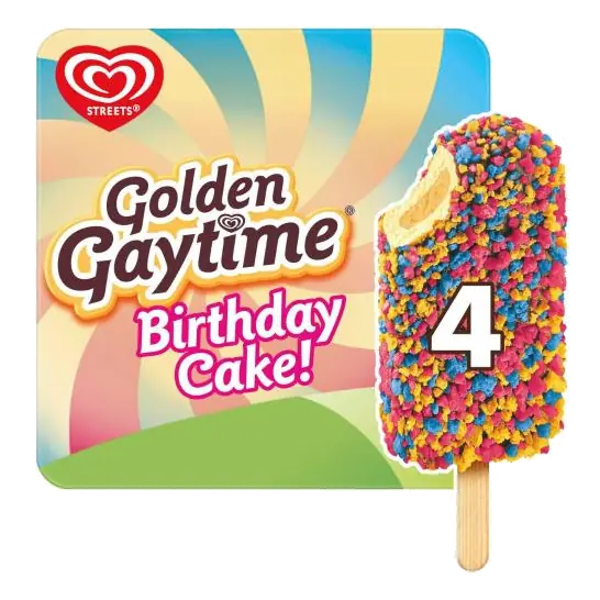 Golden Gaytime Birthday Cake Sticks 4 Pack
