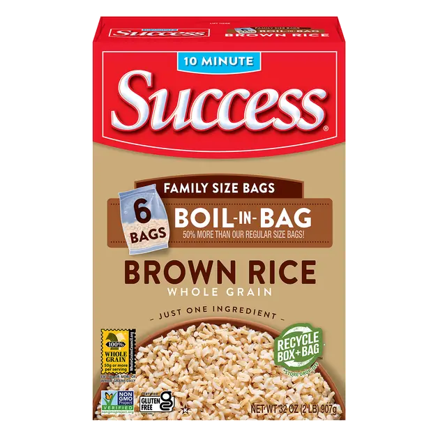 Success Boil-in-Bag Gluten Free Whole Grain Brown Rice Family Size - 6 ct