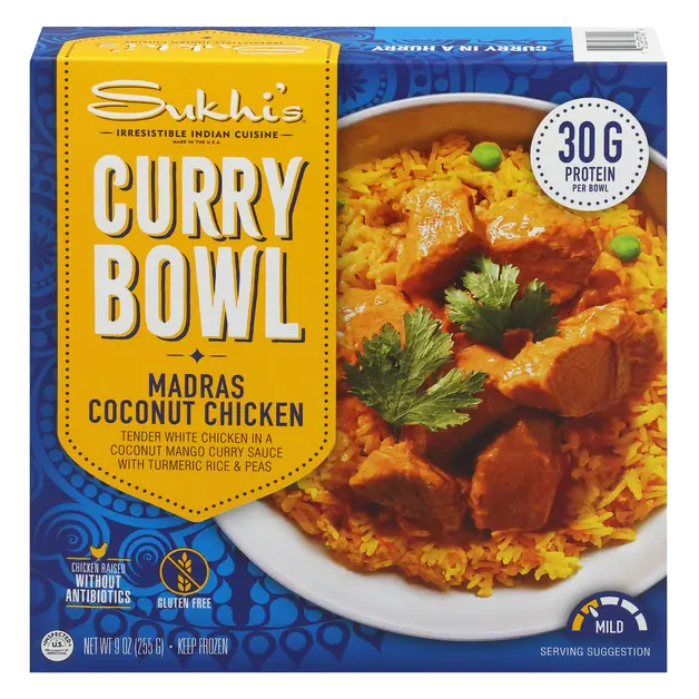 Gluten Free Madras Coconut Chicken Curry Bowl Frozen Meal