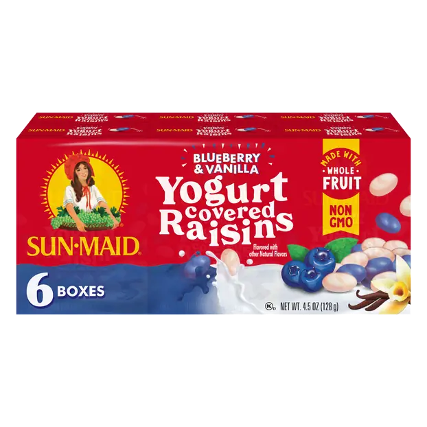 Blueberry & Vanilla Yogurt Covered Raisins Boxes - 6 ct