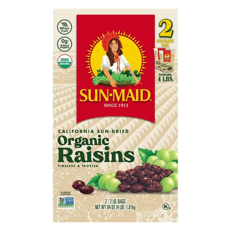 California Sun-Dried Organic Raisins 1 Box/2-Pack/2lb Bags