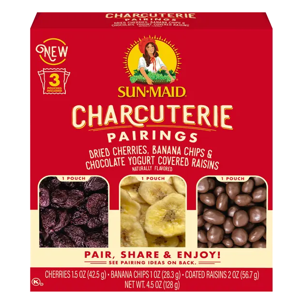Charcuterie Pairings Cherries Banana Chips & Coated Raisins - 3ct