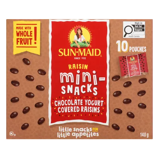 Mini-Snacks Chocolate Yogurt Covered Raisins 10 Pouches 140 g