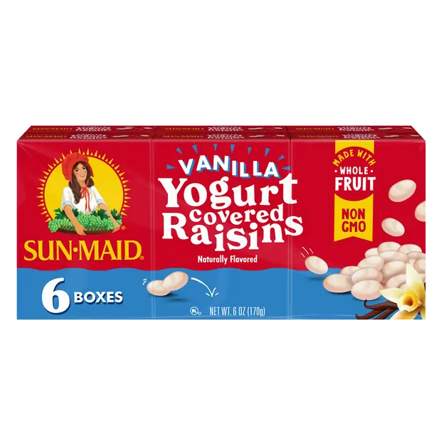 Vanilla Yogurt Covered Raisins Boxes - 6 ct