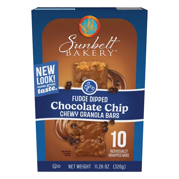 Bakery Chewy Granola Bars Fudge Dipped Chocolate Chip - 10 ct