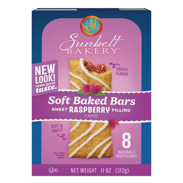 Raspberry Flavored Sweet Fruit Filling Soft Baked Bars