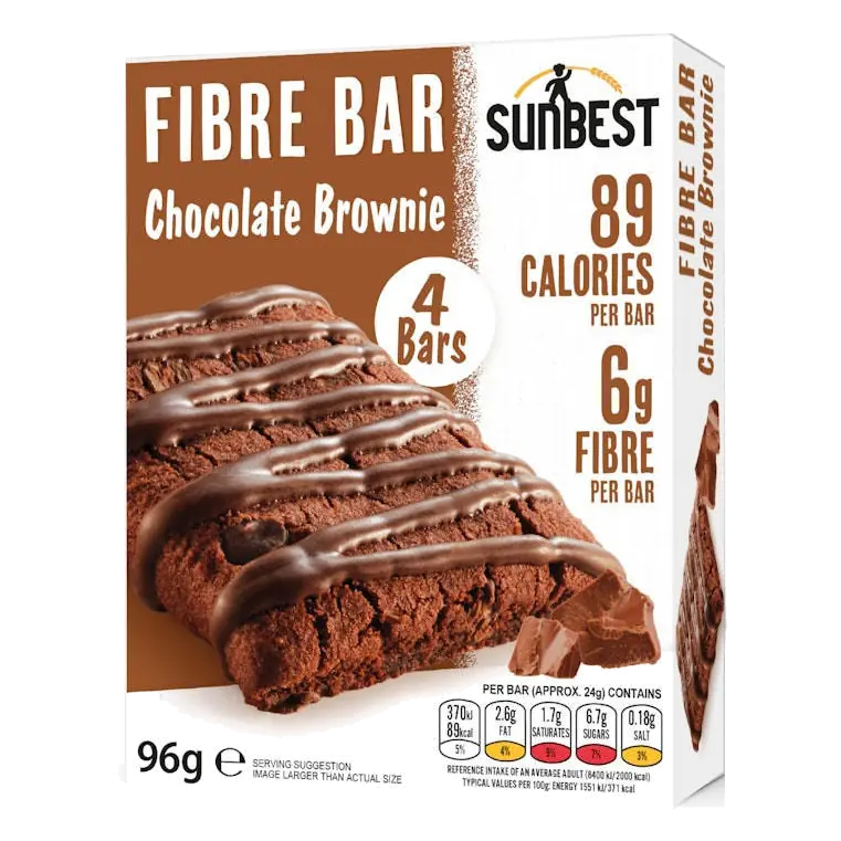 Sunbest 4 Pack Chocolate Brownie Fibre Bar (4x 24g)