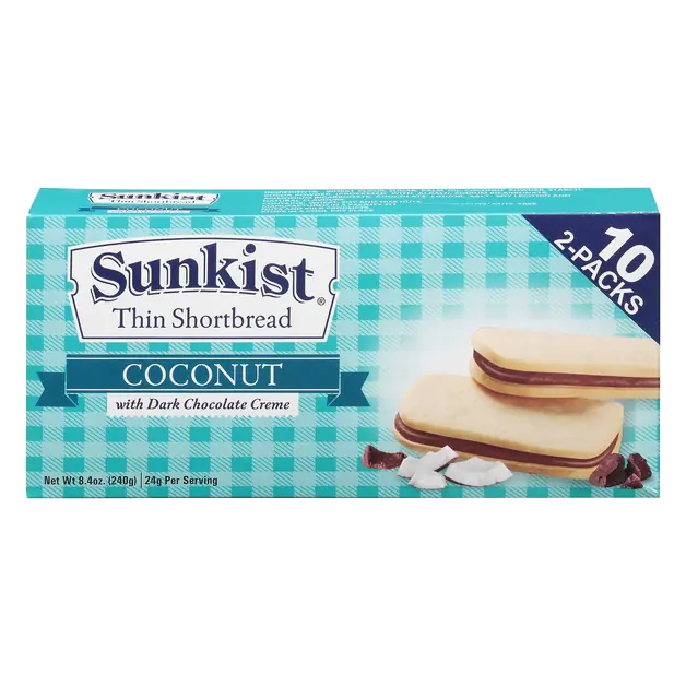 Coconut Dark Chocolate Creme Thin Shortbread Cookies - 10 ct