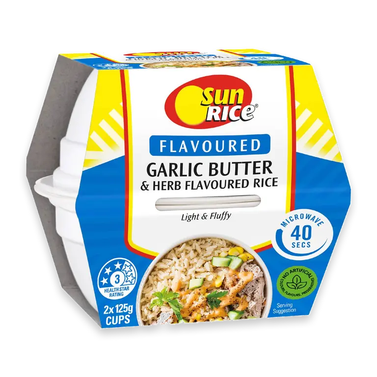 Microwave Garlic Butter & Herb Flavoured Rice