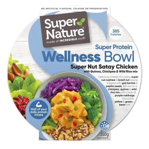 Frozen Super Protein Satay Chicken With Quinoa, Chickpea & Wild Rice Mix Wellness Bowl