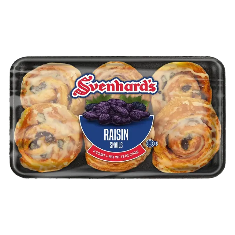 Svenhard's Raisin Snail, 6ct / 12oz: Cinnamon Filling, No Topping