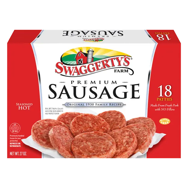 Premium Hot Pork Breakfast Sausage Patties - 18 ct
