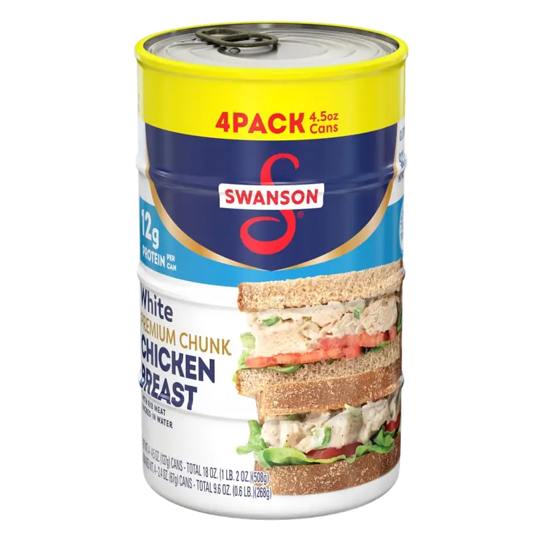 White Premium Chunk Canned Chicken Breast in Water, 4.5 OZ Can (Pack of 4)