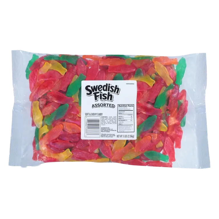 Swedish Fish Assorted Soft & Chewy Gummy Candy Bulk Candy, 5lb