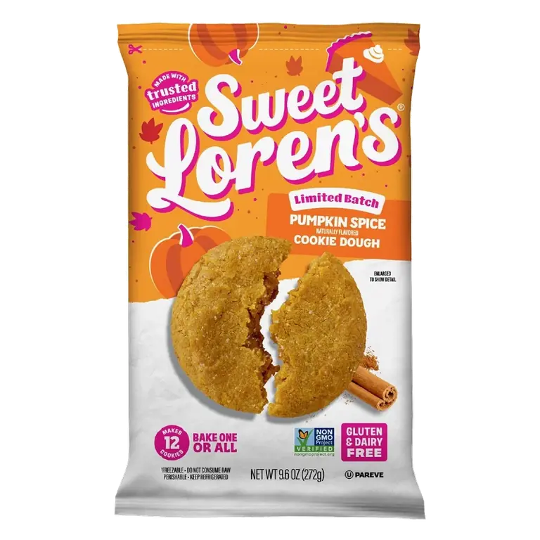 Sweet Loren's Pumpkin Spice Cookie Dough, Gluten Free & Vegan, 9.6oz/12ct