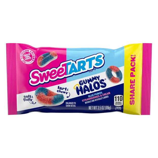 Gummy Halos Blue Punch Strawberries & Cream Candy