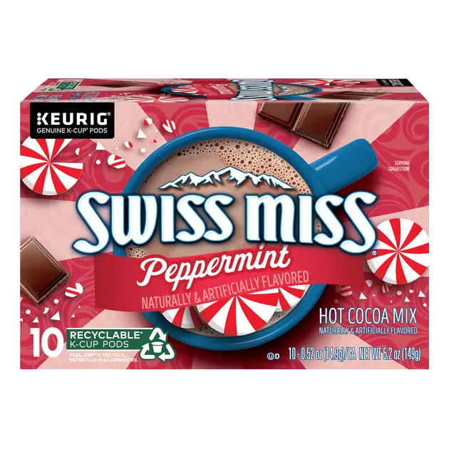 Swiss Miss Peppermint Hot Cocoa, Kcup Pods, 10-0.52 oz