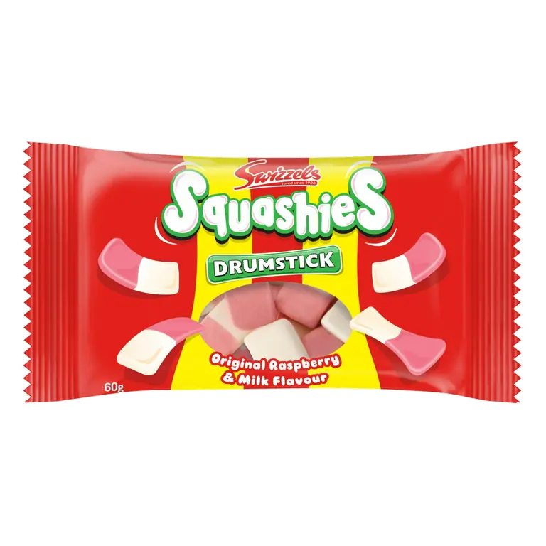 Drumstick Squashies Original Raspberry & Milk Flavour Sweets 60g