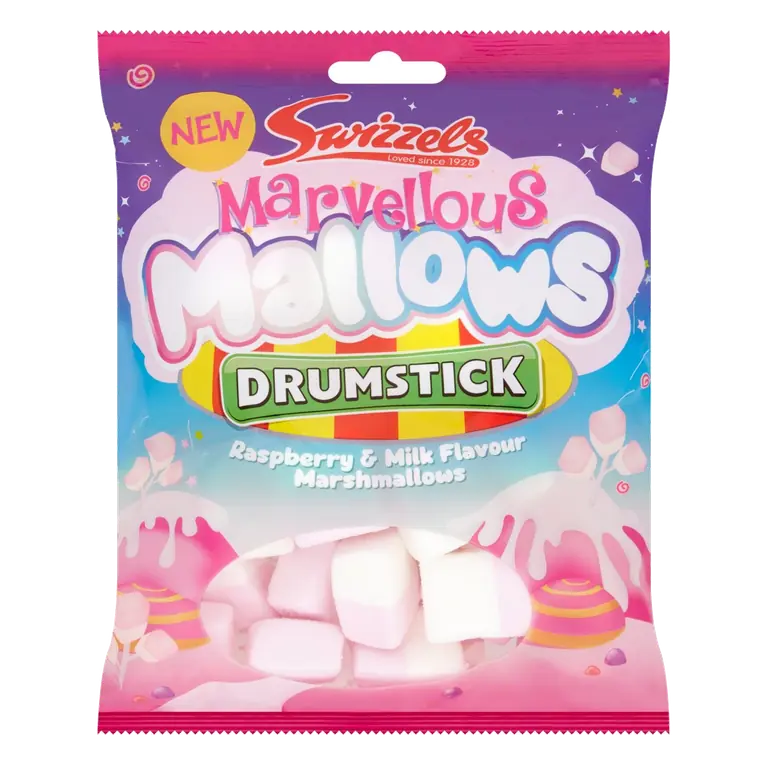 Marvellous Mallows Drumstick Raspberry & Milk 125g