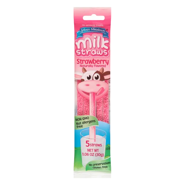 Milk Straws Strawberry - 5 ct