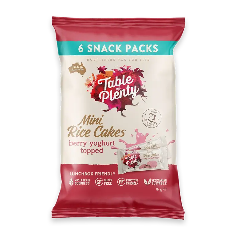 Mini Rice Cakes Berry Yoghurt Topped