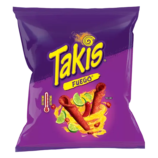 Rolled Tortilla Chips Fuego Spicy Chili Pepper and Lime 80 g