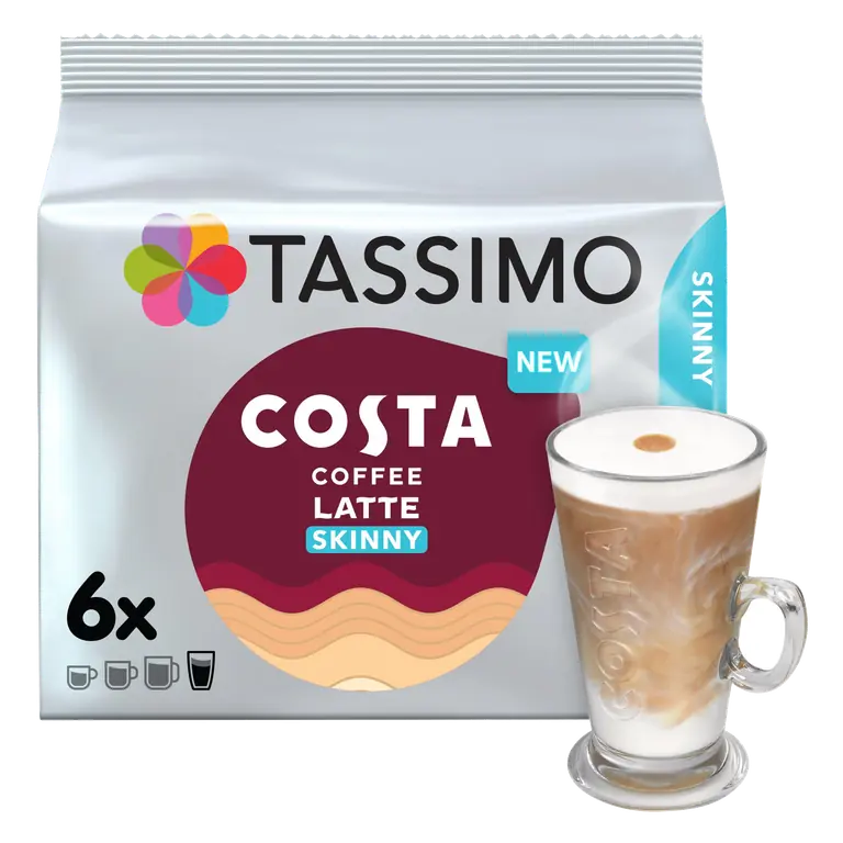 Tassimo Costa Skinny Latte Coffee Pods x6