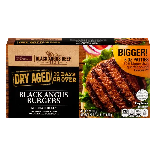 Dry Aged Black Angus Beef Burger Patties 4 ct Frozen