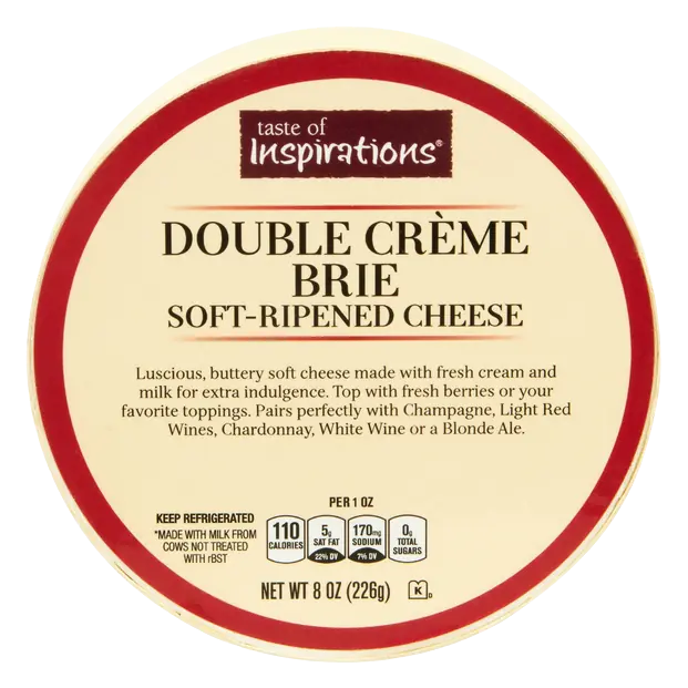 Soft-Ripened Double Creme Brie Cheese Wheel