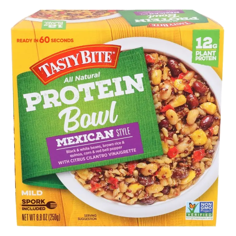 Mexican Style Mild Black & White Beans, Brown Rice & Quinoa, Corn & Red Bell Pepper with Citrus Cilantro Vinaigrette Protein Bowl