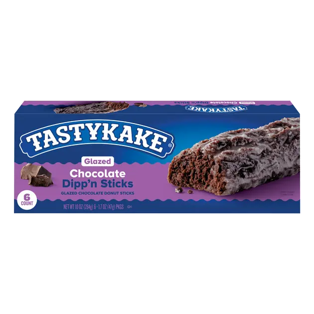 Tastykake Glazed Chocolate Flavored Dipp'n Sticks, Glazed Chocolate Donut Sticks, 10 oz, 6 Count