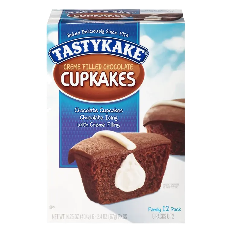 Tastykake Creme Filled Chocolate Cupcakes, 14.25oz/12pk