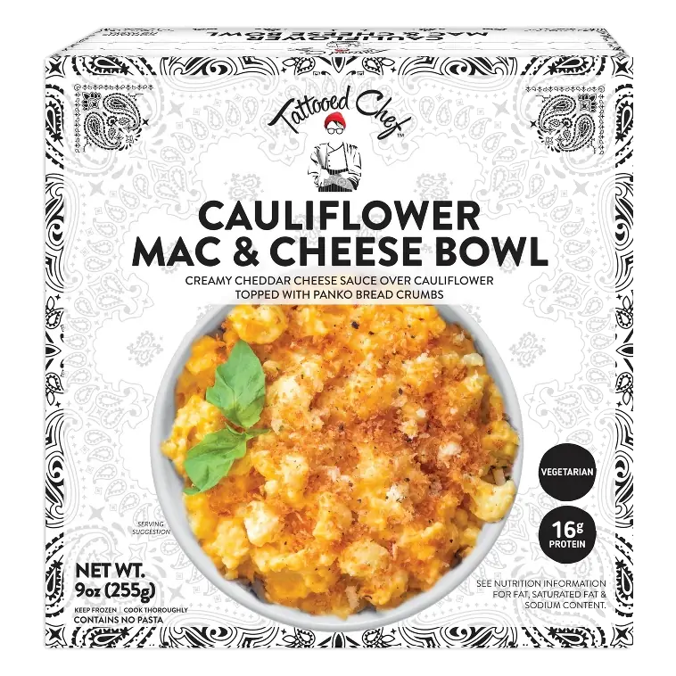 Tattooed Chef Frozen Cauliflower Mac & Cheese Bowl, 9oz