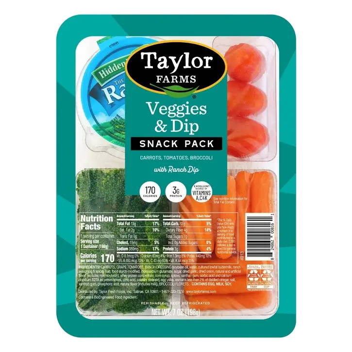 Taylor Farms Veggie & Dip Snack Tray, 7oz