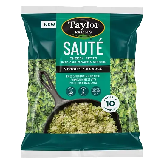 Veggies and Sauce, Cheesy Pesto Riced Cauliflower & Broccoli, Saute