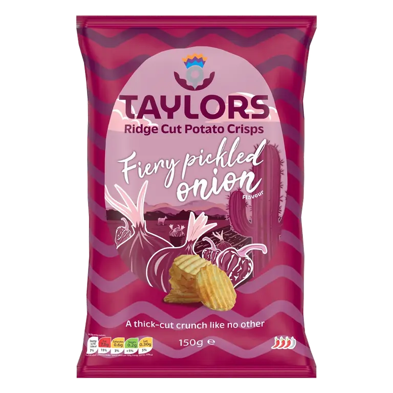 Fiery Pickled Onion Ridge Cut Potato Crisps